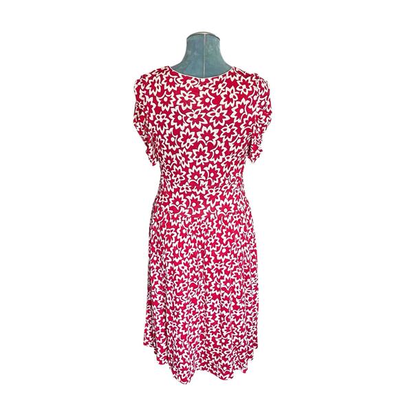 Ric Rac Anthropologie Womens Stellaflora Dress Red White Floral Silk Blend Sze M - Picture 5 of 9